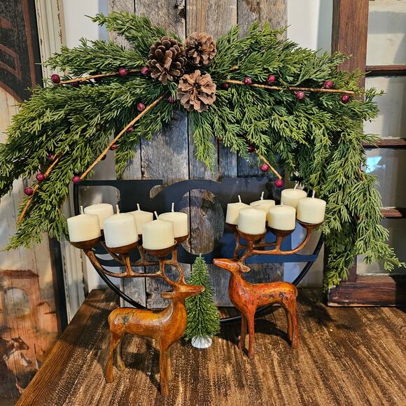 Vintage Decorative Tealight Reindeer Candle Holders Set/2 - Holiday Home Decor - Picture 7 of 8